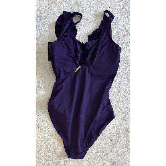 Lauren Ralph Lauren Bathing Suit Womens Size 8 / Med New Purple Ruffle One Piece - Picture 11 of 14